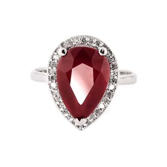 14K. SOLID GOLD RING WITH NATURAL DIAMONDS & RUBY - Picture 2 of 5